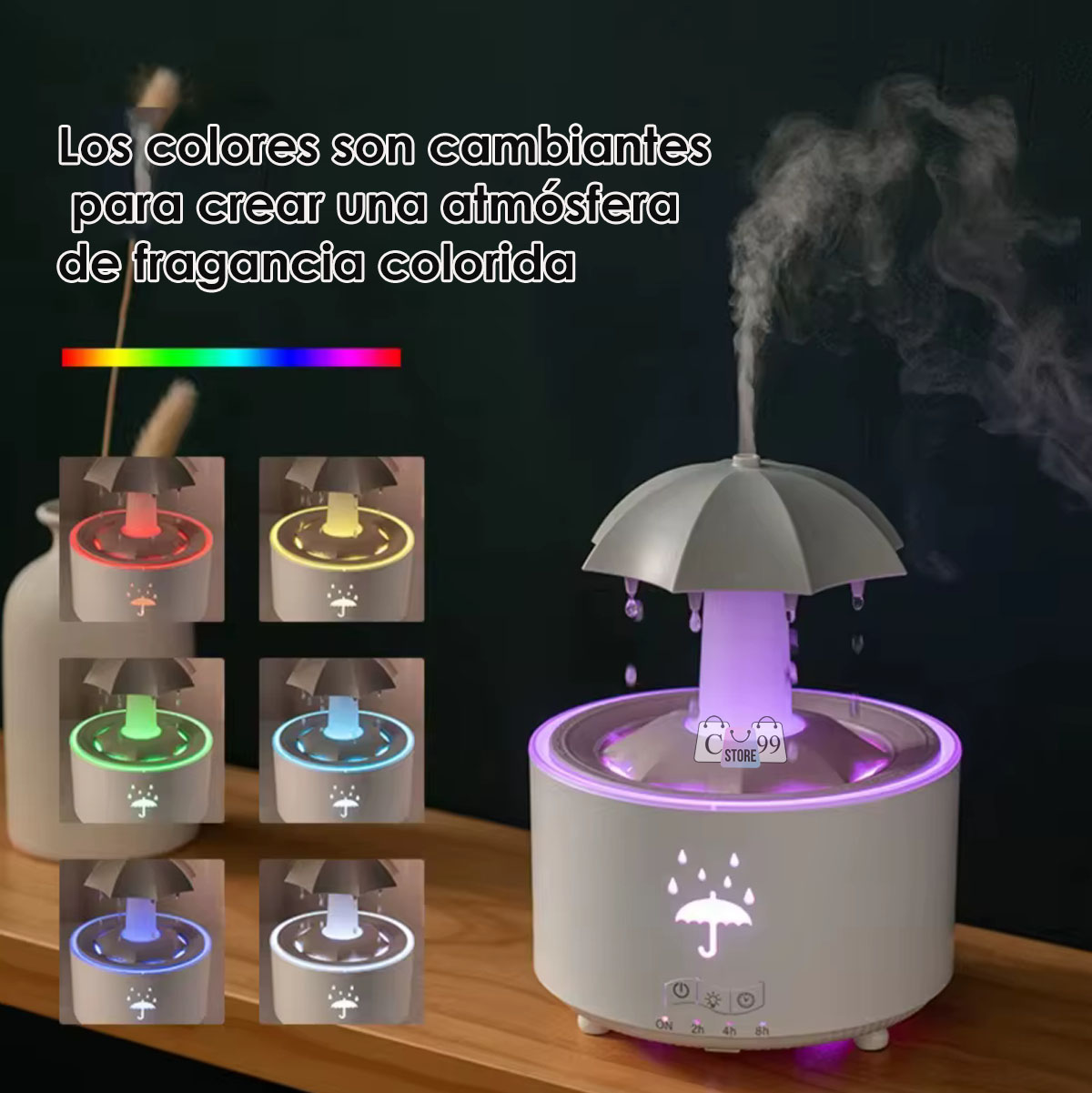 Vista 2 de Humificador Sombrilla Relajante Lluvia